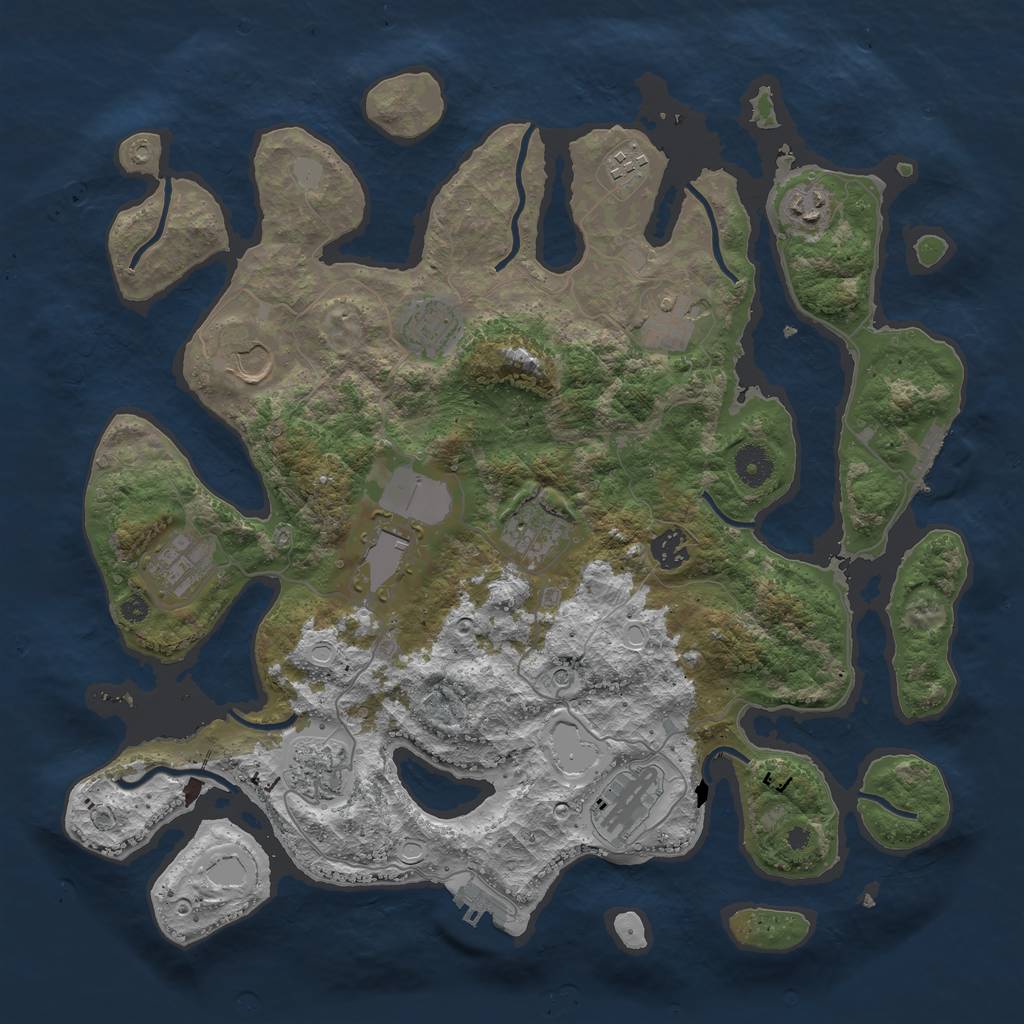 Rust Map: Procedural Map, Size: 3950, Seed: 611209855, 19 Monuments