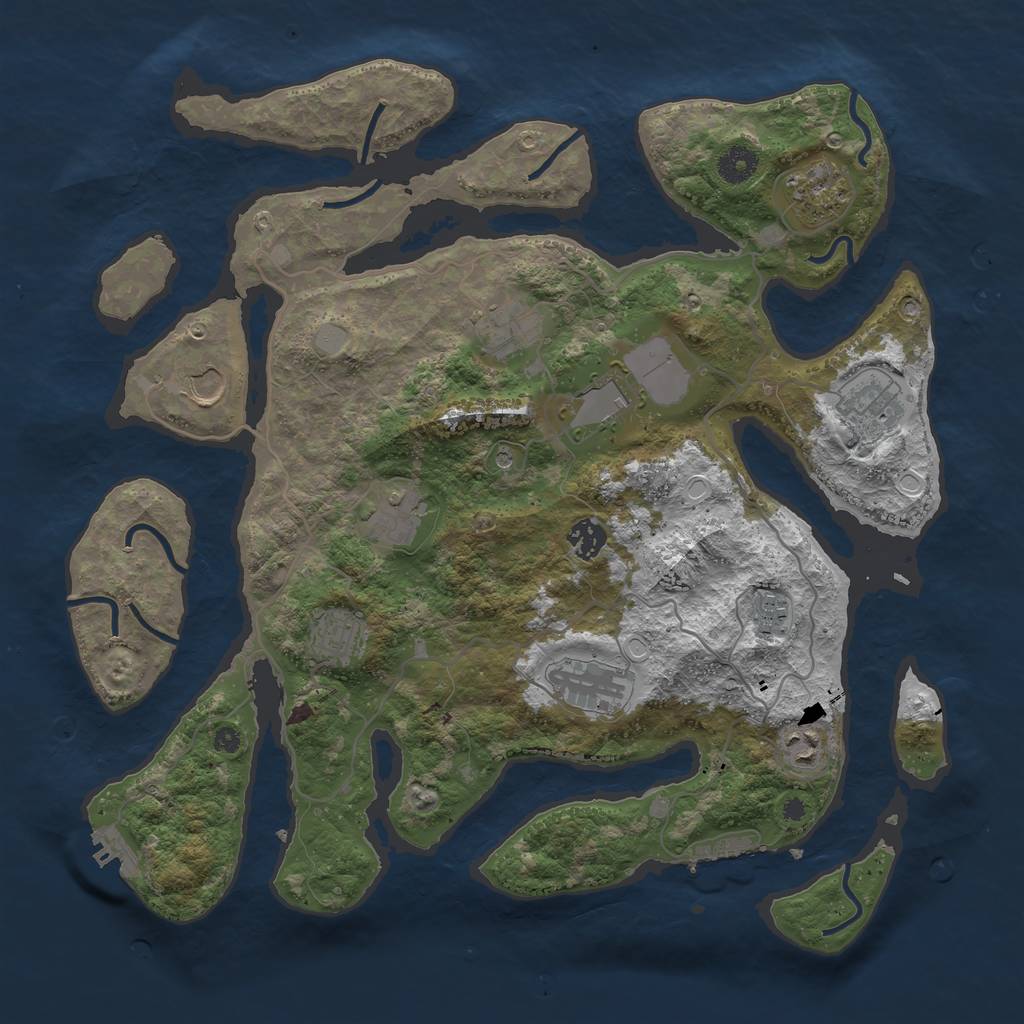 Rust Map: Procedural Map, Size: 4000, Seed: 406083, 19 Monuments