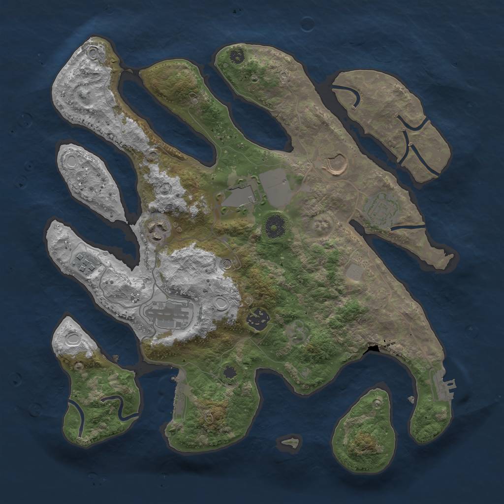 Rust Map: Procedural Map, Size: 3500, Seed: 182405857, 15 Monuments