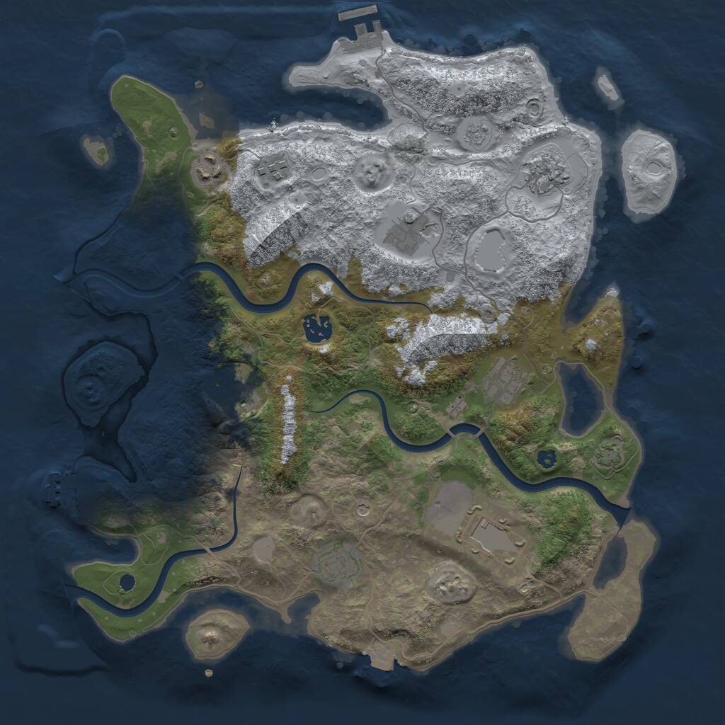 Rust Map: Procedural Map, Size: 3702, Seed: 13825, 15 Monuments