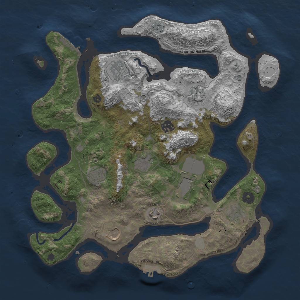 Rust Map: Procedural Map, Size: 3702, Seed: 13825, 18 Monuments