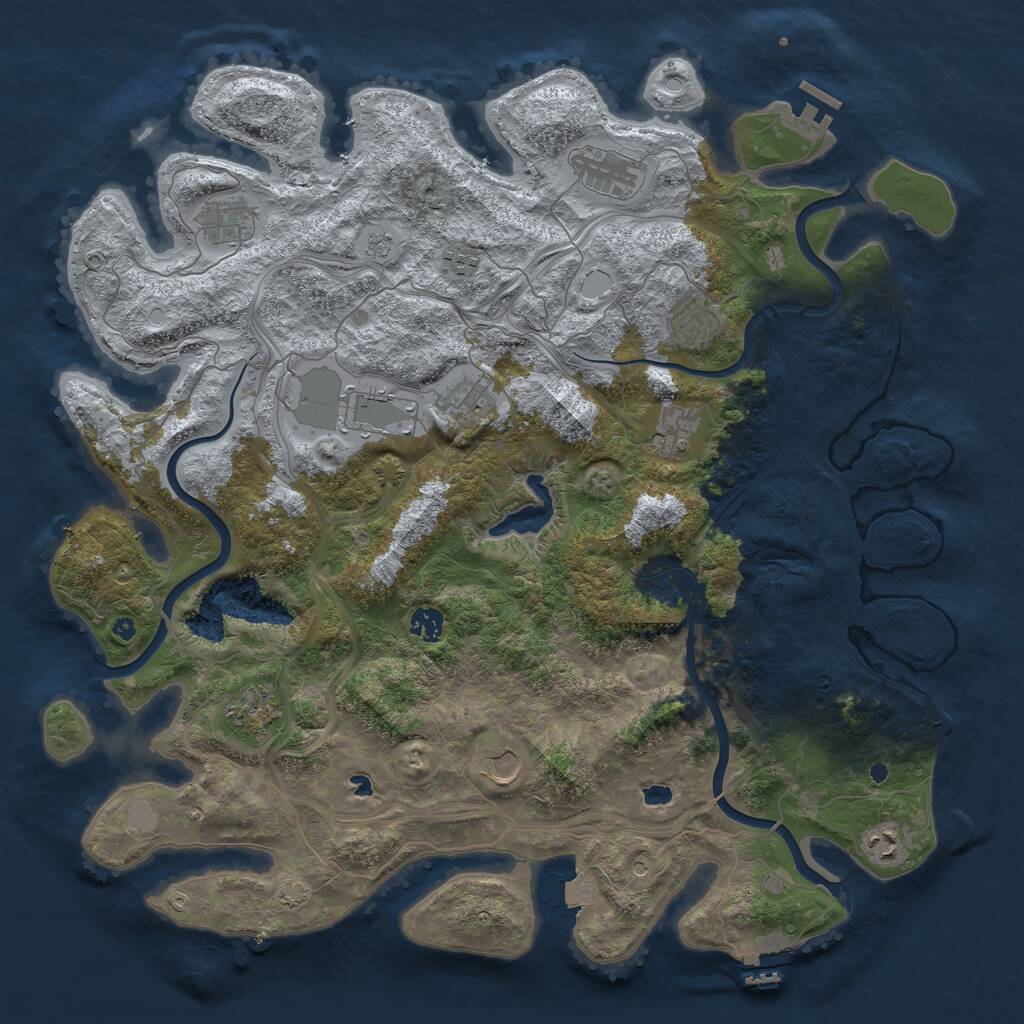 Rust Map: Procedural Map, Size: 4500, Seed: 460617839, 17 Monuments