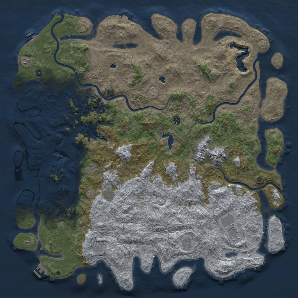 Rust Map: Procedural Map, Size: 6000, Seed: 435897527, 17 Monuments