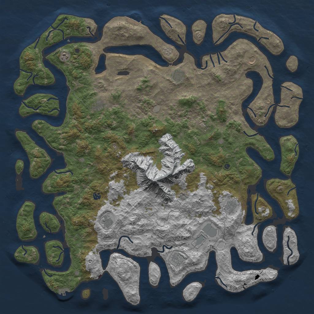 Rust Map: Procedural Map, Size: 6000, Seed: 435897527, 19 Monuments