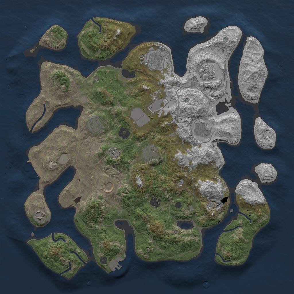 Rust Map: Procedural Map, Size: 4000, Seed: 432094186, 18 Monuments