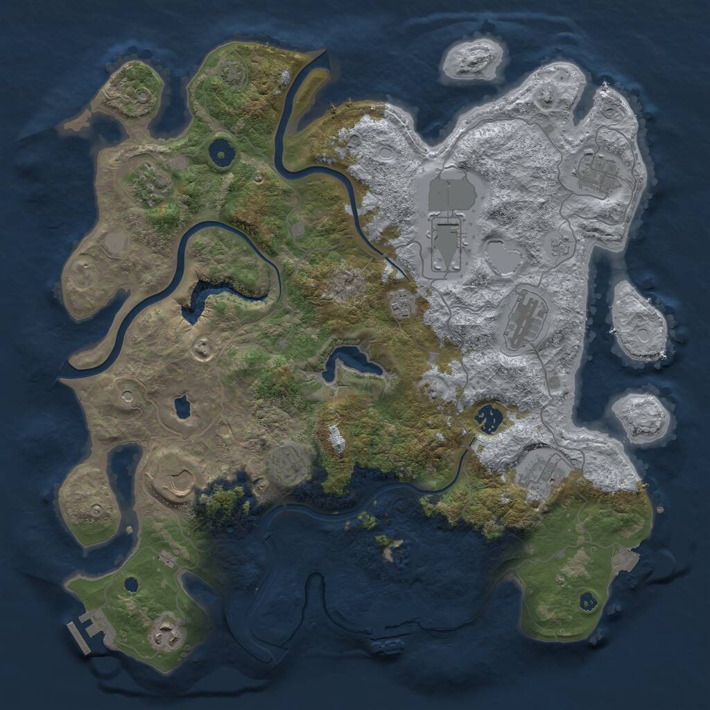 Rust Map: Procedural Map, Size: 4000, Seed: 432094186, 16 Monuments