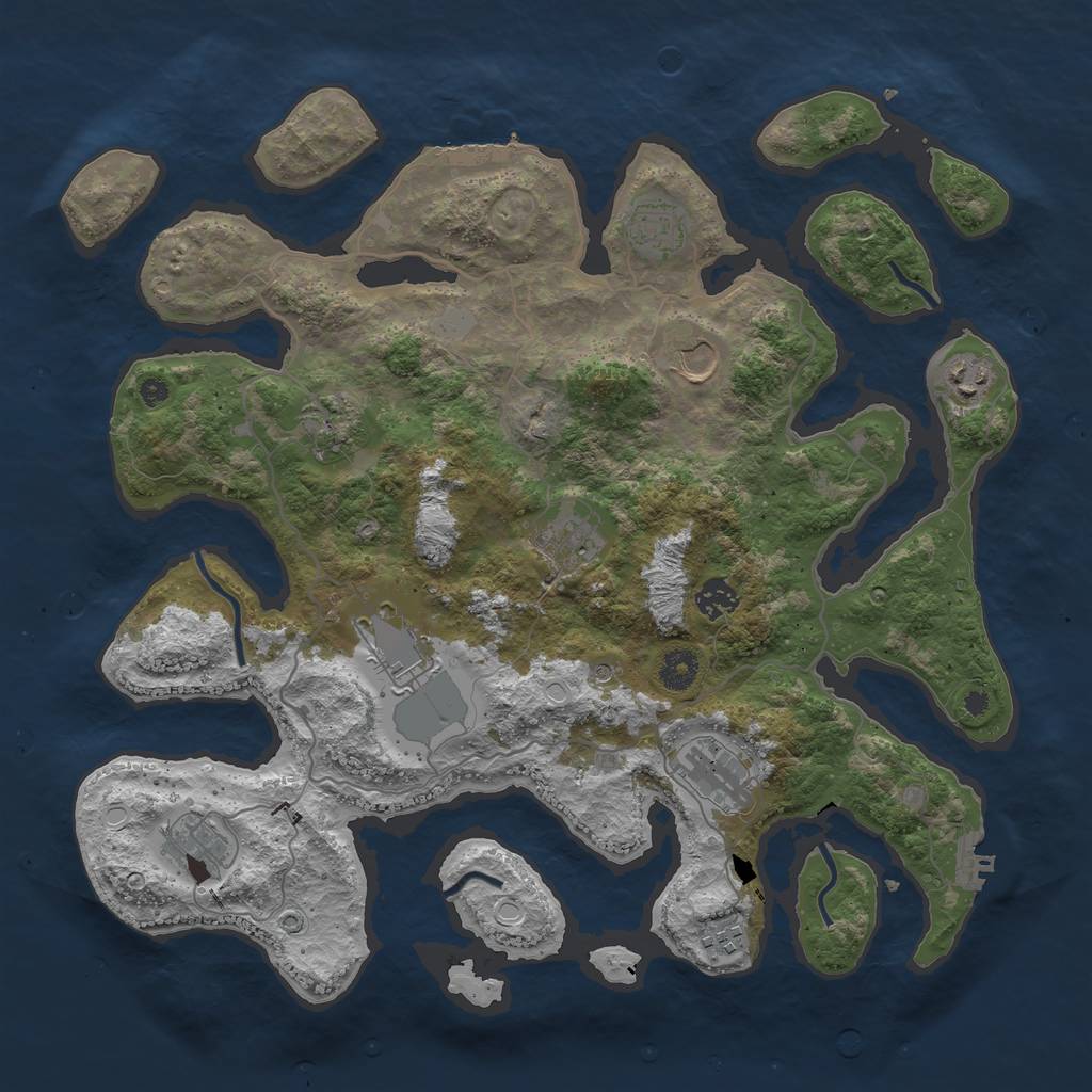Rust Map: Procedural Map, Size: 4000, Seed: 55525, 18 Monuments