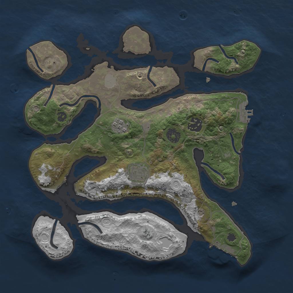 Rust Map: Procedural Map, Size: 3000, Seed: 851111566, 11 Monuments