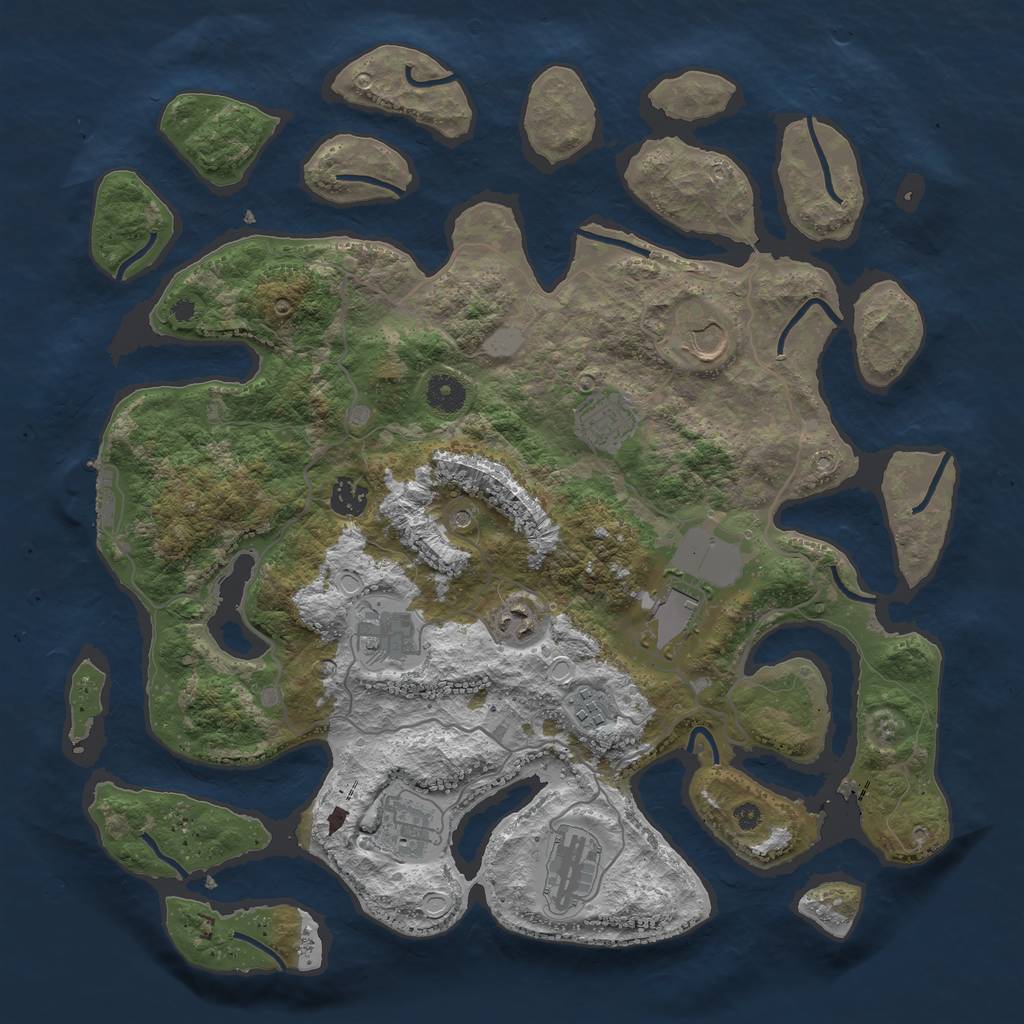 Rust Map: Procedural Map, Size: 4000, Seed: 864515, 16 Monuments