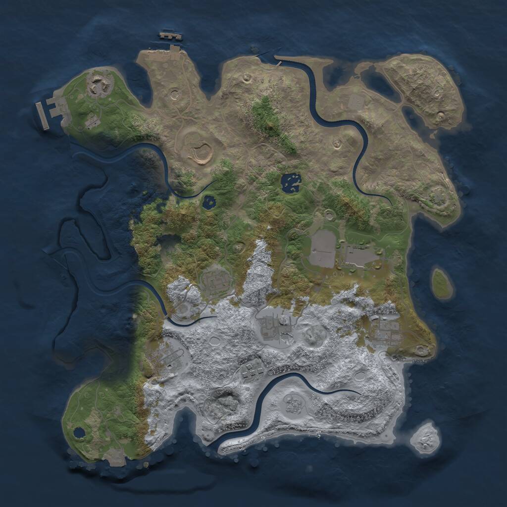 Rust Map: Procedural Map, Size: 3600, Seed: 44444, 15 Monuments