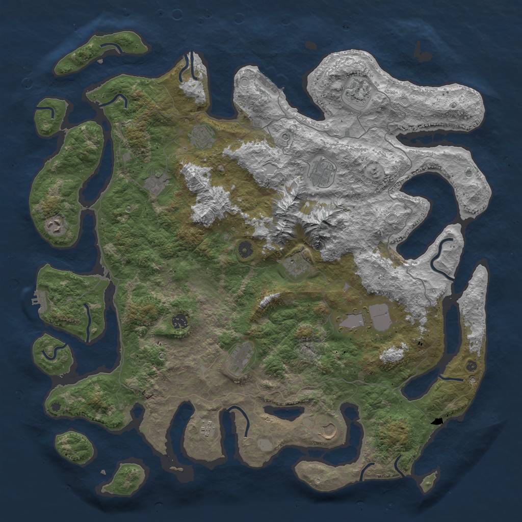 Rust Map: Procedural Map, Size: 5000, Seed: 2366, 19 Monuments