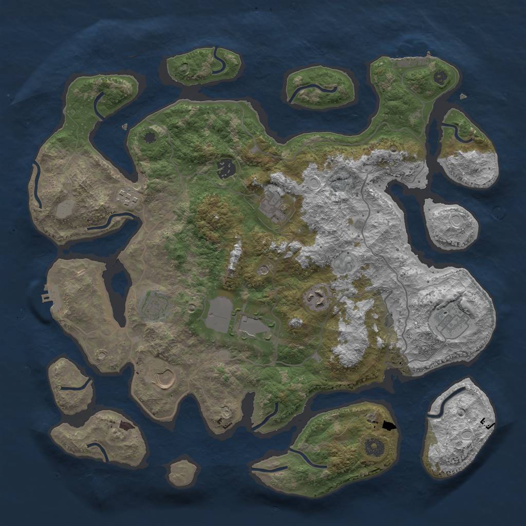 Rust Map: Procedural Map, Size: 4000, Seed: 475344, 16 Monuments