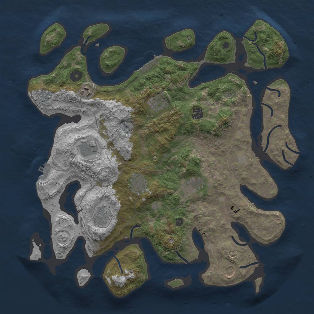 Rust Map: Procedural Map, Size: 4000, Seed: 478168, 17 Monuments