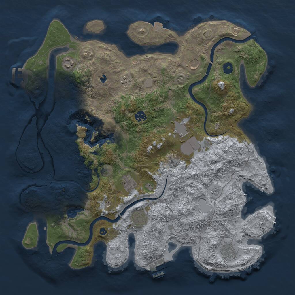 Rust Map: Procedural Map, Size: 4000, Seed: 715012, 14 Monuments