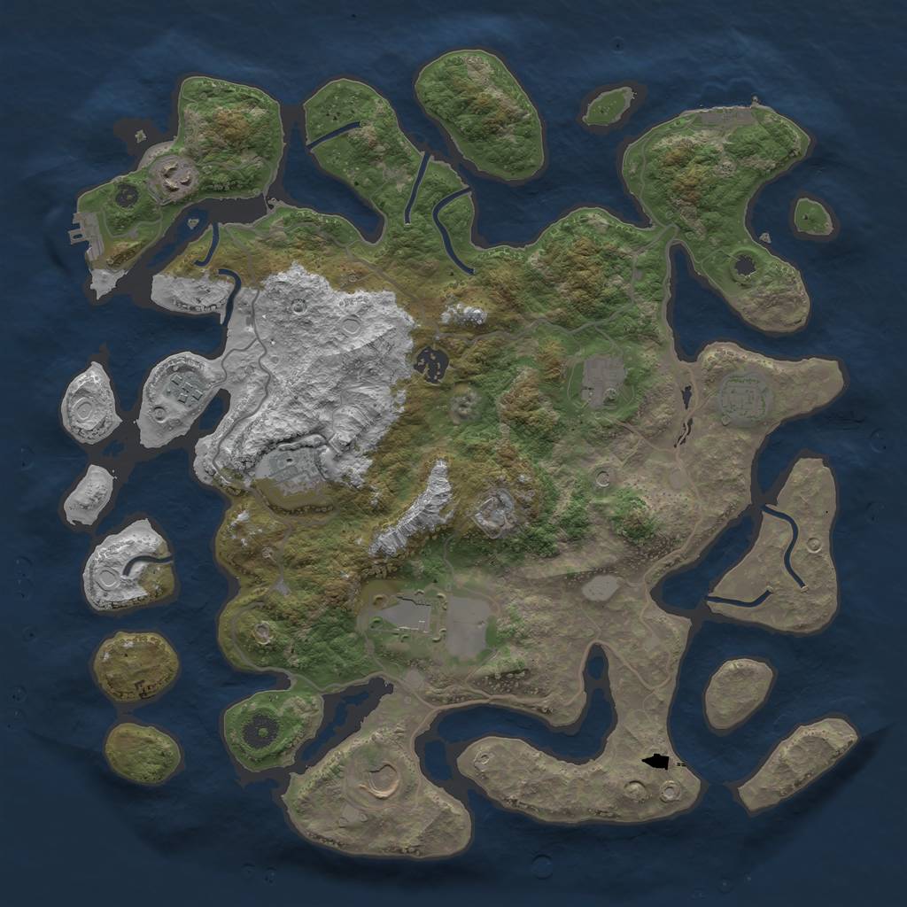 Rust Map: Procedural Map, Size: 4000, Seed: 33209, 16 Monuments