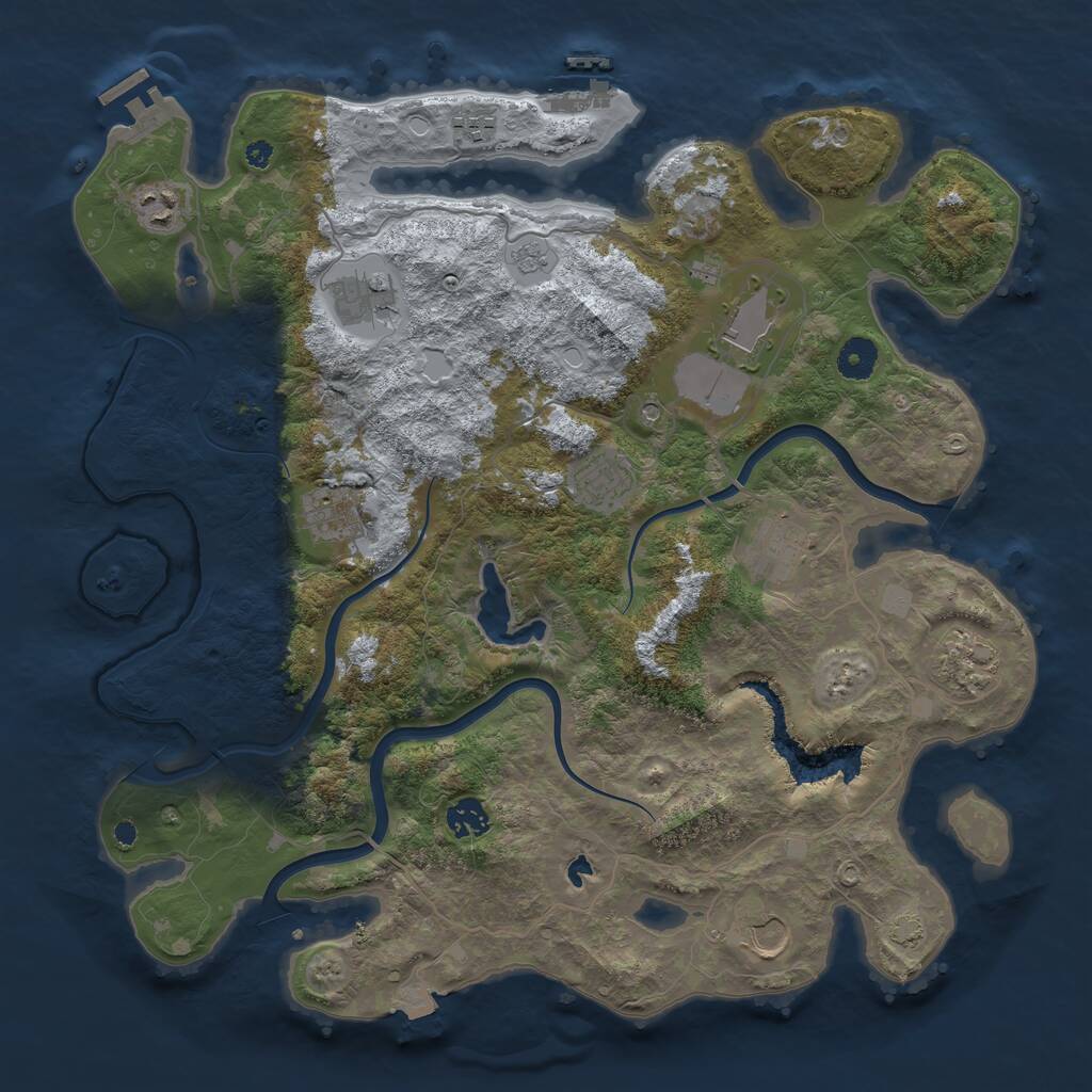 Rust Map: Procedural Map, Size: 4000, Seed: 763259, 16 Monuments