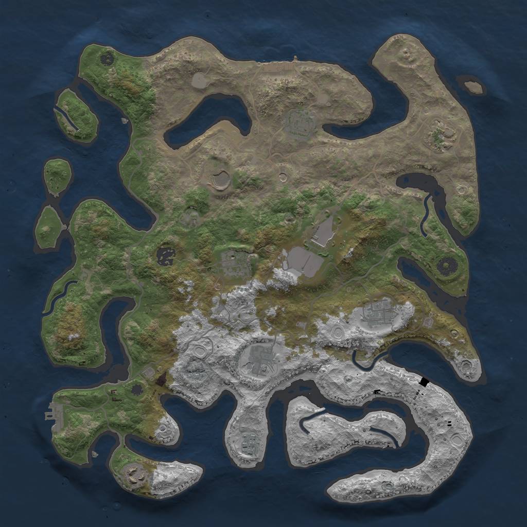 Rust Map: Procedural Map, Size: 4000, Seed: 876065, 18 Monuments
