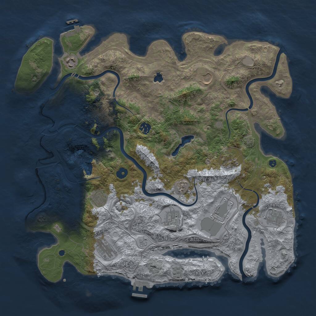 Rust Map: Procedural Map, Size: 4250, Seed: 2068885054, 16 Monuments