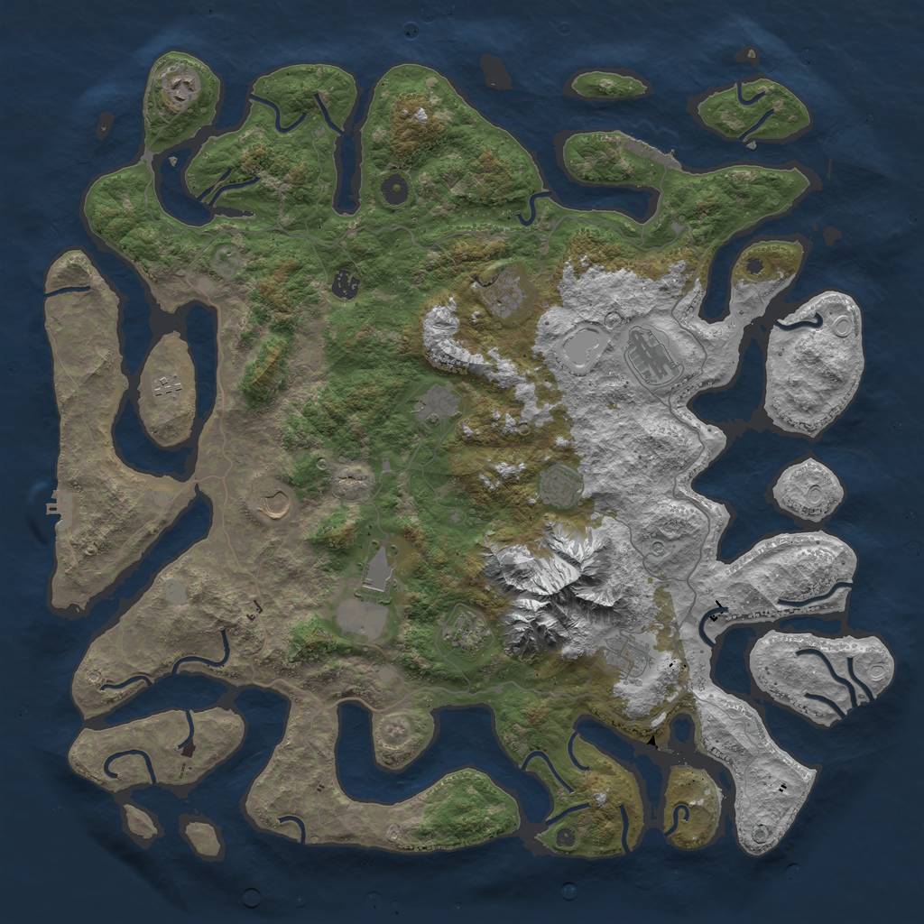 Rust Map: Procedural Map, Size: 5000, Seed: 83357163, 19 Monuments