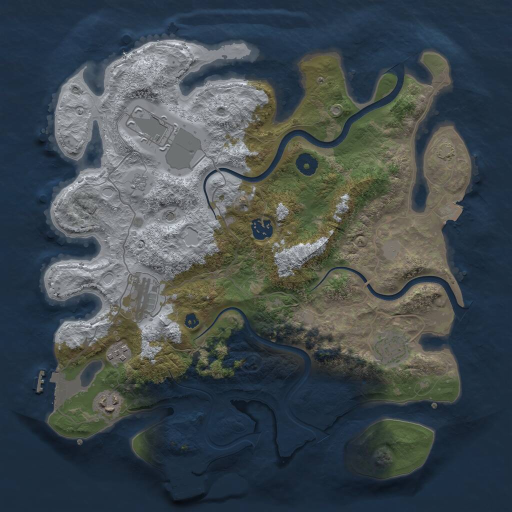 Rust Map: Procedural Map, Size: 3550, Seed: 860371, 12 Monuments