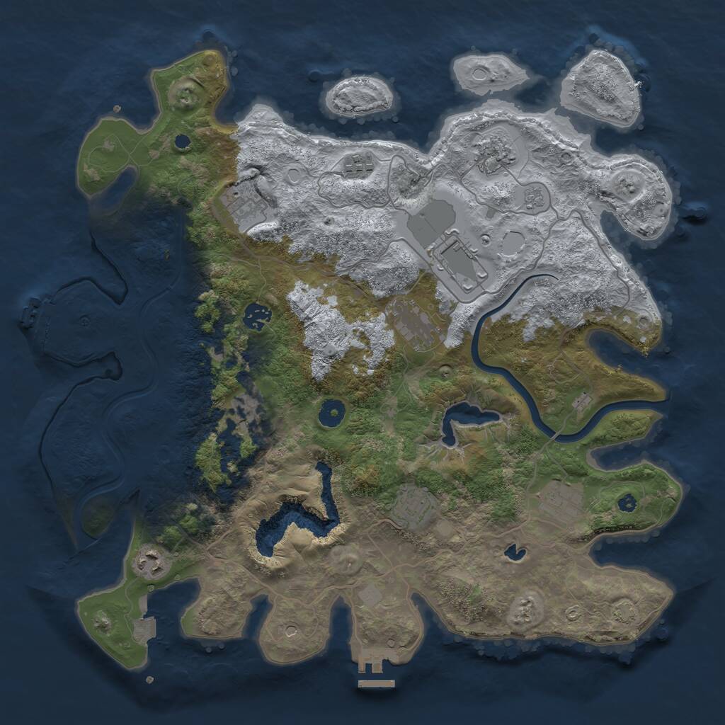 Rust Map: Procedural Map, Size: 4000, Seed: 701969, 16 Monuments
