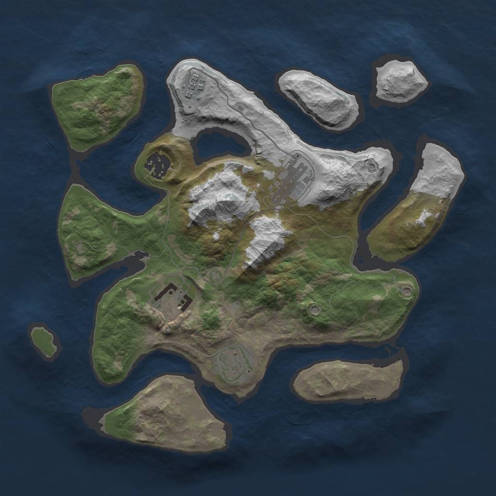 Rust Map: Barren, Size: 3000, Seed: 691528, 7 Monuments
