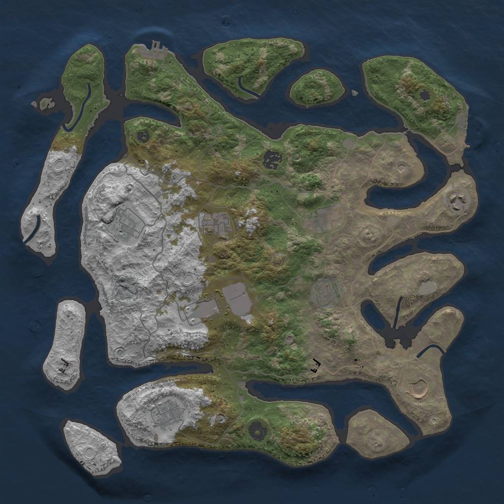 Rust Map: Procedural Map, Size: 4000, Seed: 59018, 17 Monuments