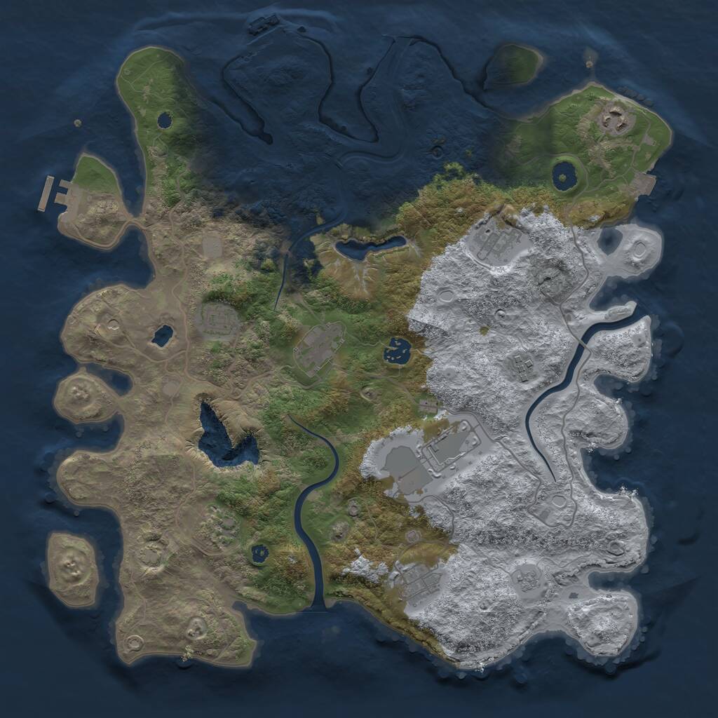 Rust Map: Procedural Map, Size: 4000, Seed: 553678, 15 Monuments
