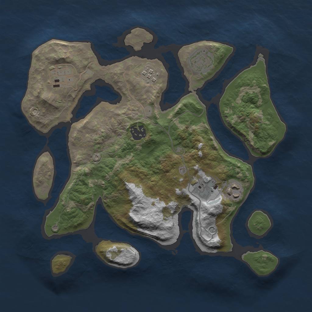 Rust Map: Barren, Size: 3000, Seed: 479334, 9 Monuments