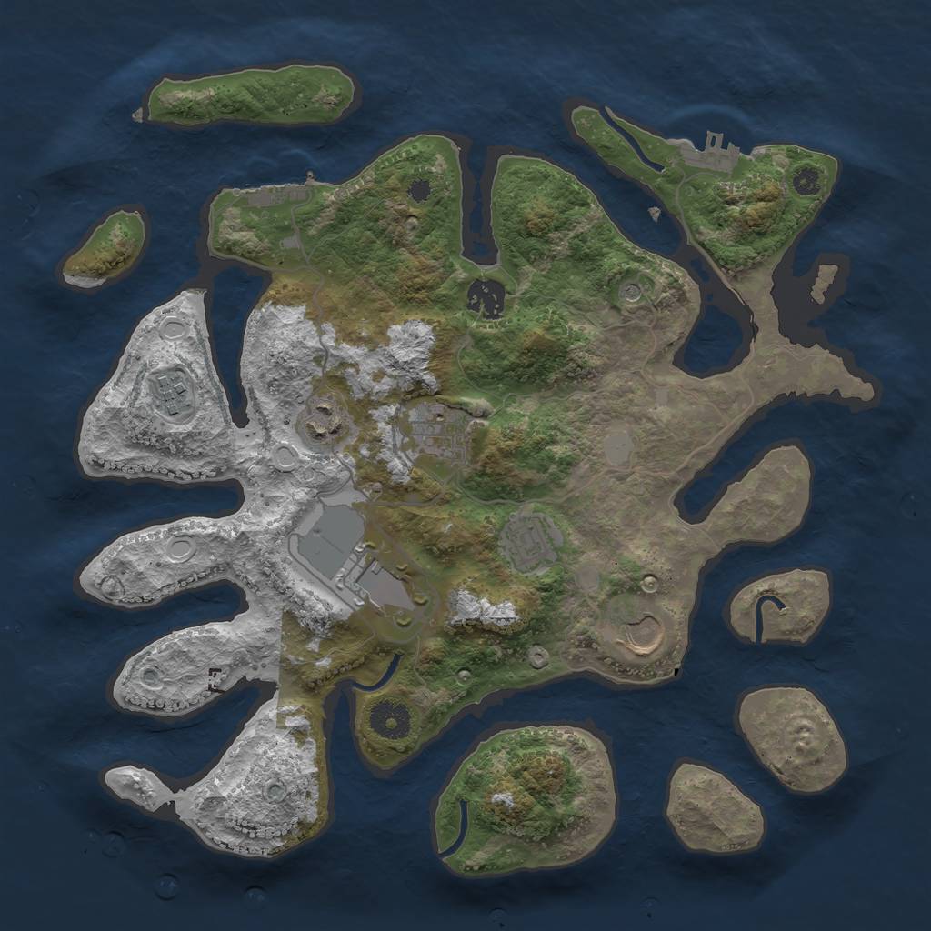 Rust Map: Procedural Map, Size: 3500, Seed: 1153170608, 15 Monuments
