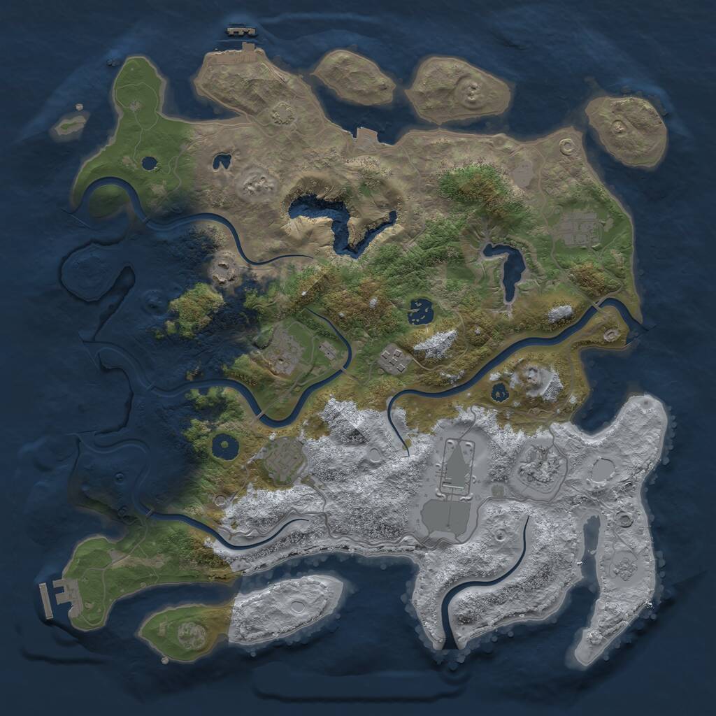 Rust Map: Procedural Map, Size: 4000, Seed: 964191, 14 Monuments
