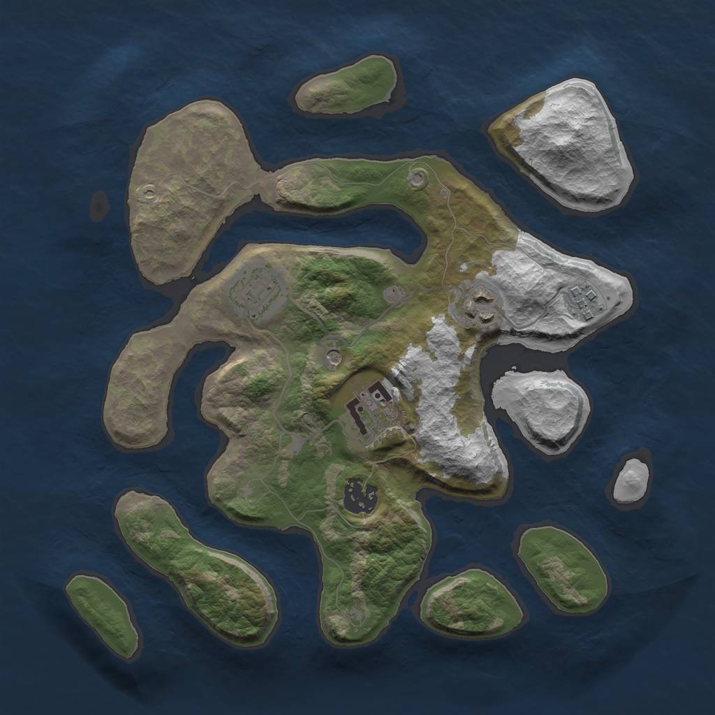 Rust Map: Barren, Size: 3000, Seed: 646272, 8 Monuments