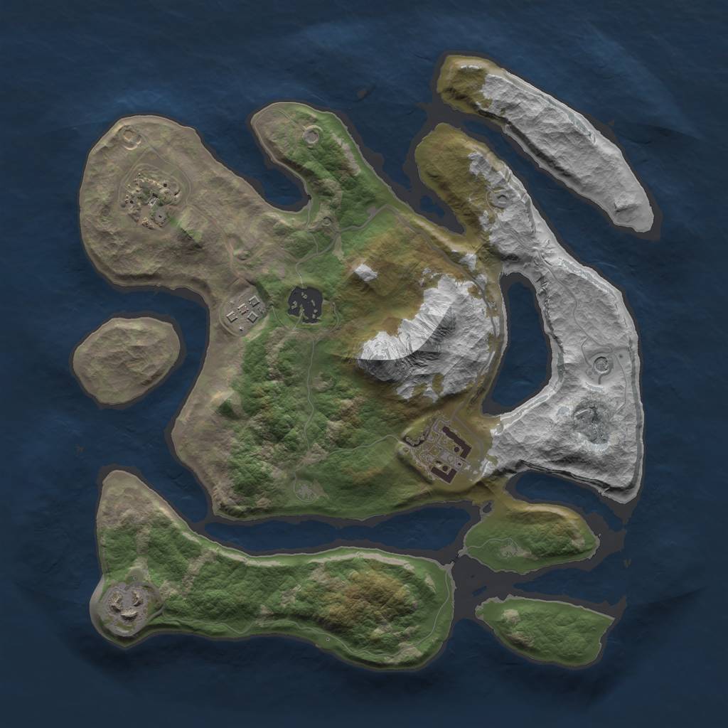 Rust Map: Barren, Size: 3000, Seed: 387065, 8 Monuments