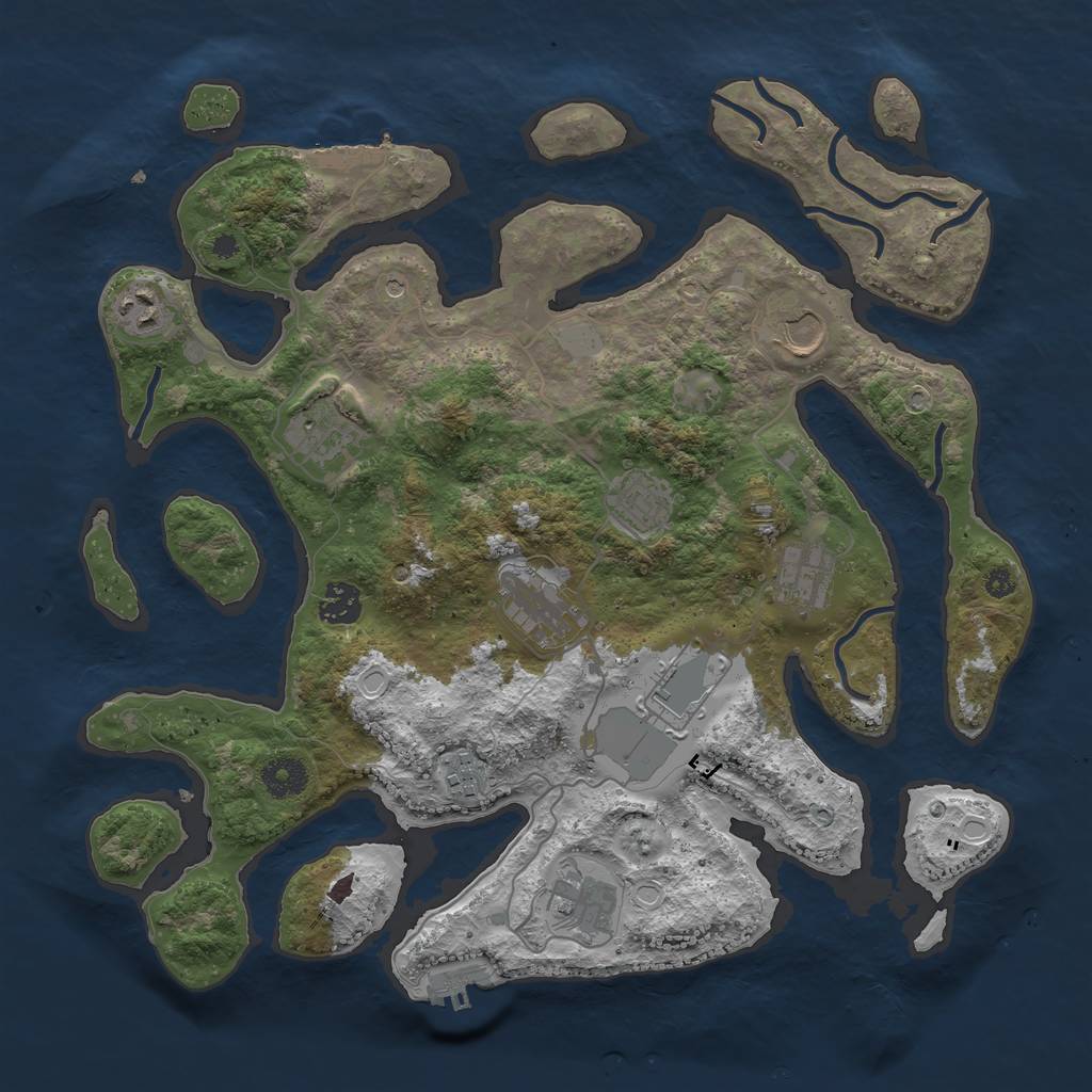 Rust Map: Procedural Map, Size: 3750, Seed: 22099213, 18 Monuments