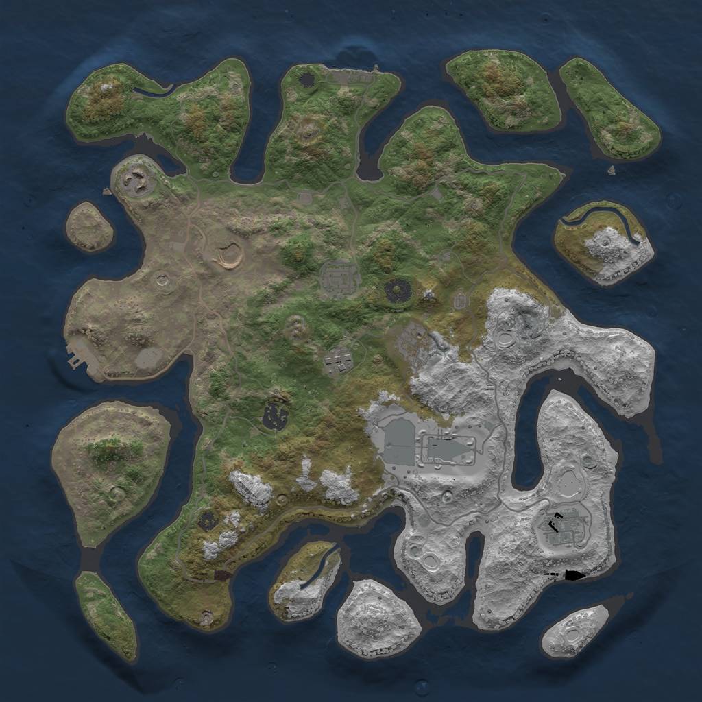 Rust Map: Procedural Map, Size: 4000, Seed: 265160, 16 Monuments