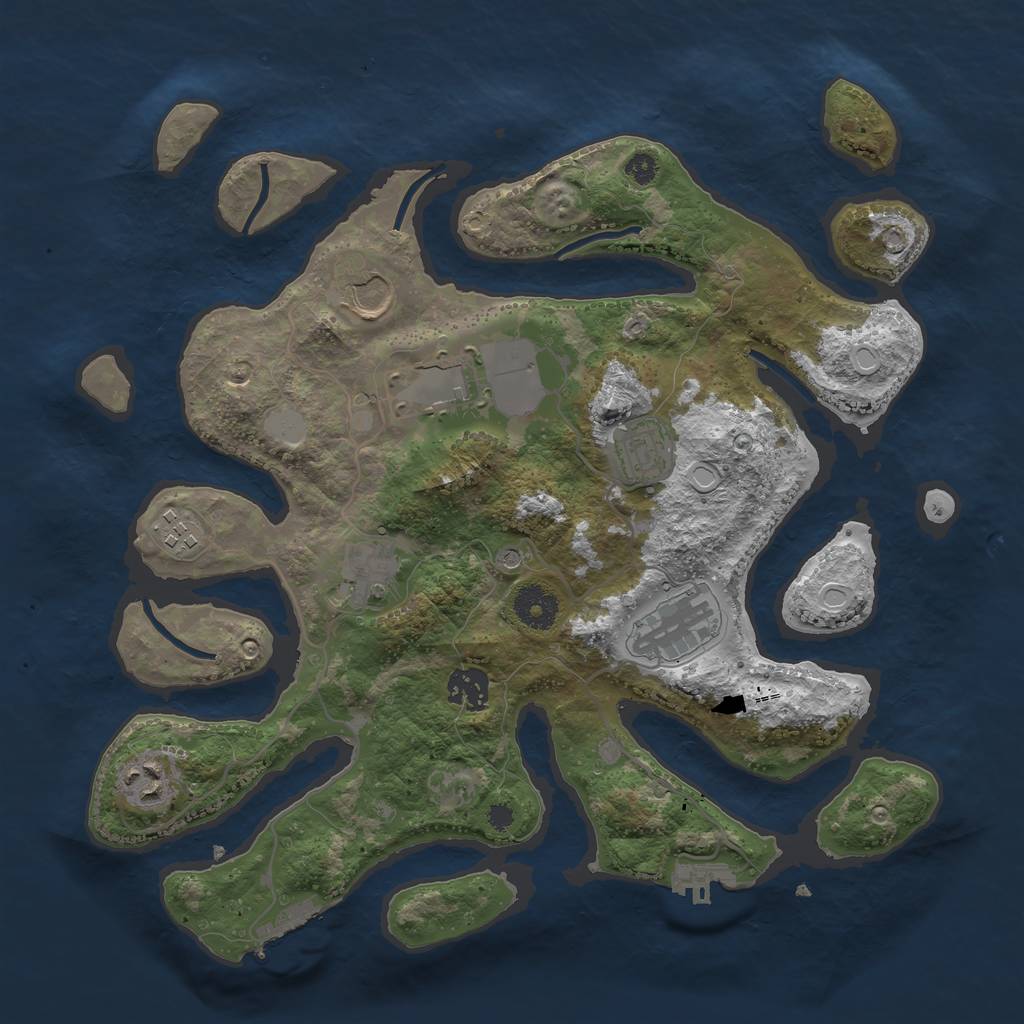 Rust Map: Procedural Map, Size: 3500, Seed: 1557398022, 16 Monuments
