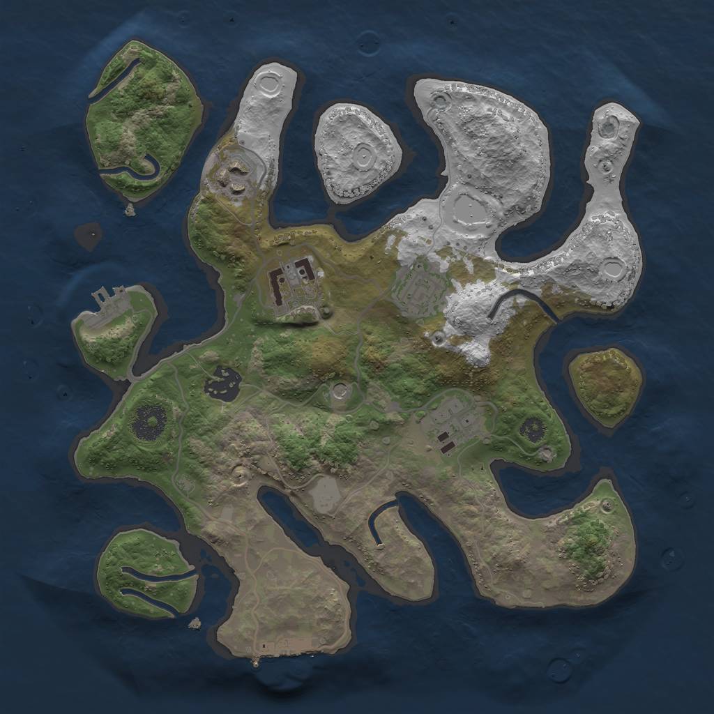 Rust Map: Procedural Map, Size: 3000, Seed: 491662, 13 Monuments