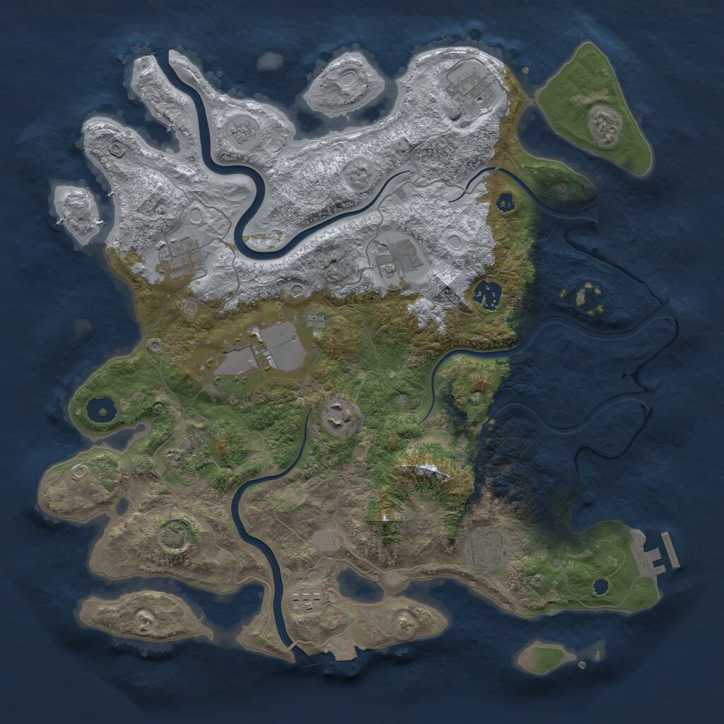 Rust Map: Procedural Map, Size: 3850, Seed: 1790893747, 14 Monuments