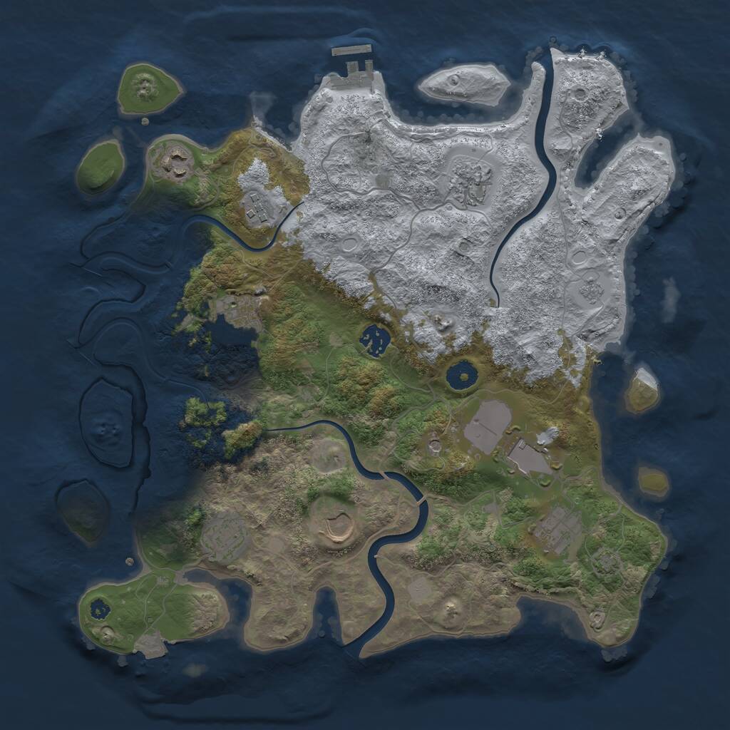 Rust Map: Procedural Map, Size: 3700, Seed: 1101576687, 14 Monuments