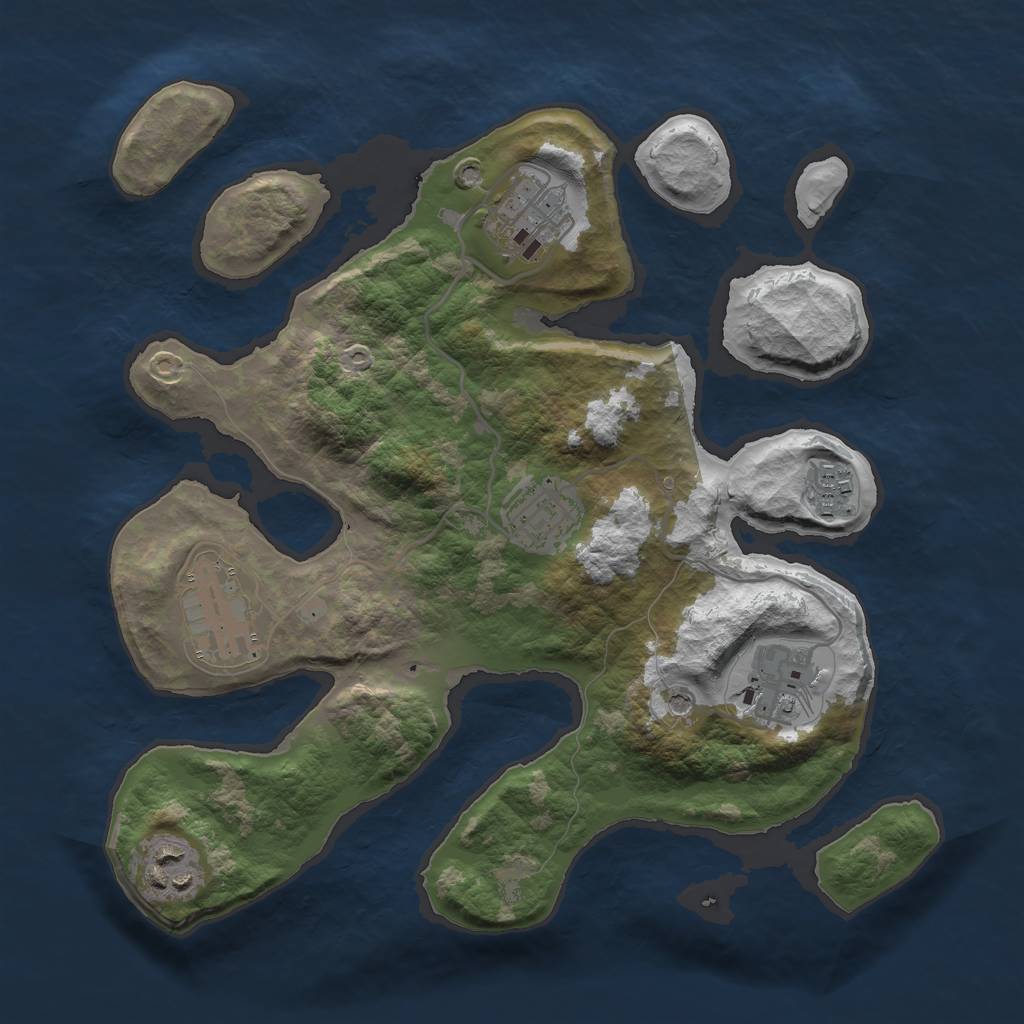 Rust Map: Barren, Size: 3000, Seed: 559142, 9 Monuments