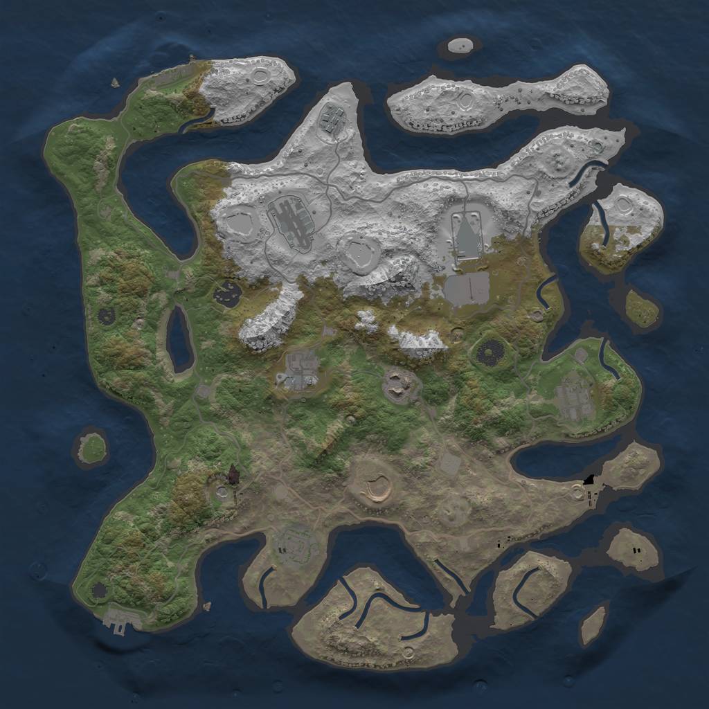 Rust Map: Procedural Map, Size: 4000, Seed: 439648, 17 Monuments