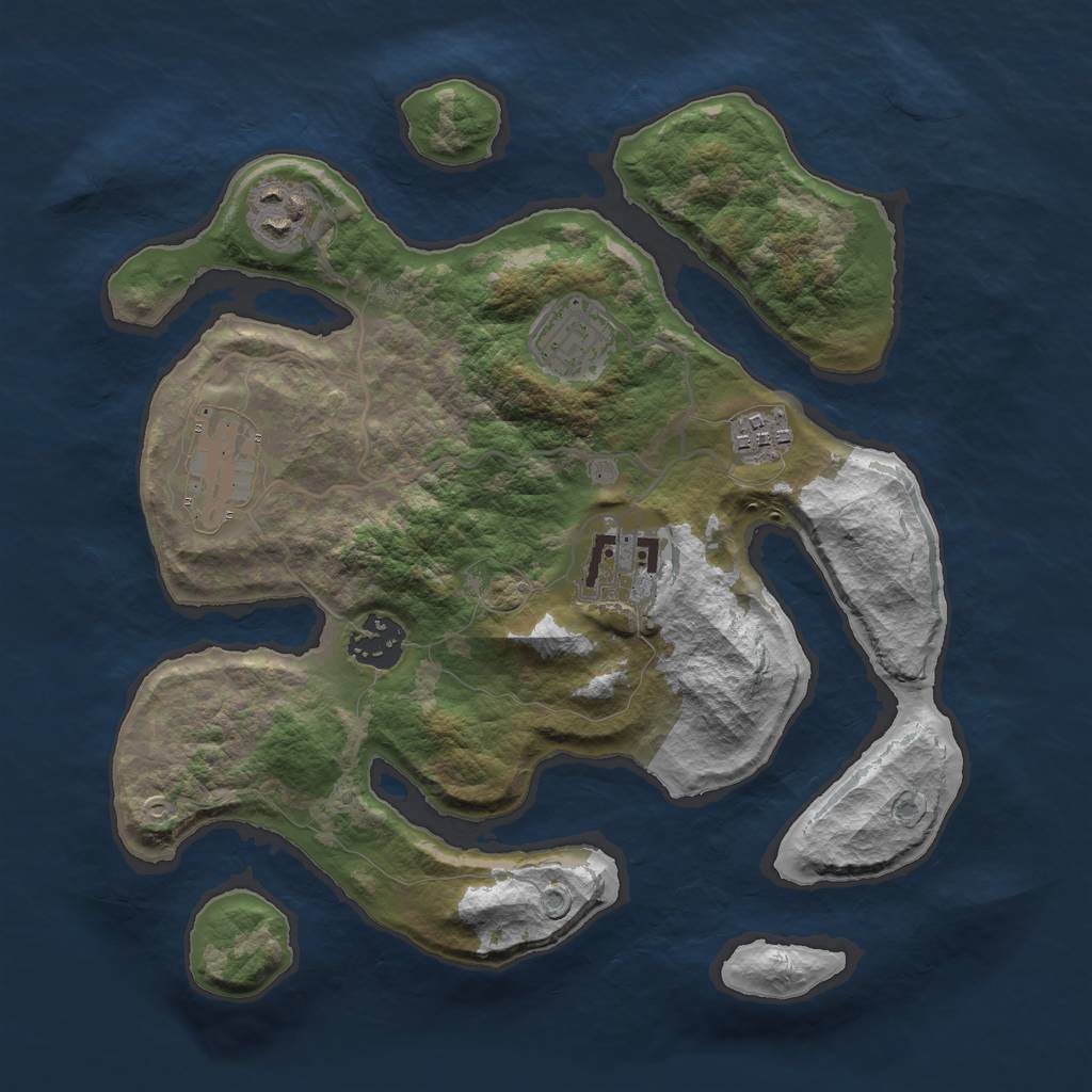 Rust Map: Barren, Size: 3000, Seed: 836761, 8 Monuments