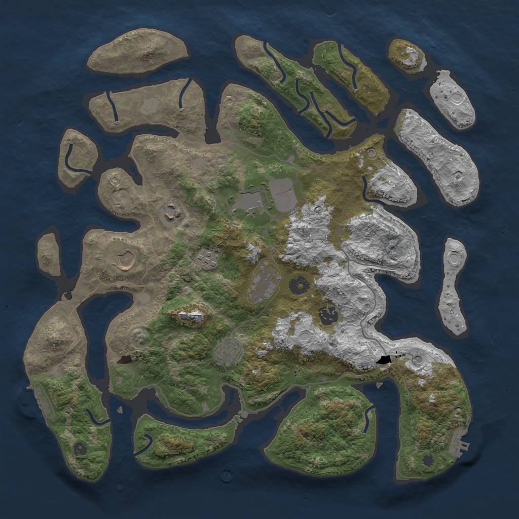Rust Map: Procedural Map, Size: 4000, Seed: 843607, 15 Monuments