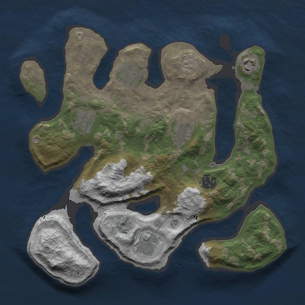 Rust Map: Barren, Size: 3120, Seed: 2147483647, 10 Monuments