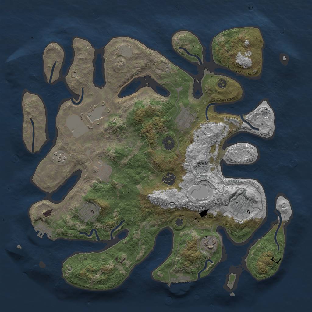 Rust Map: Procedural Map, Size: 3600, Seed: 1079729138, 16 Monuments