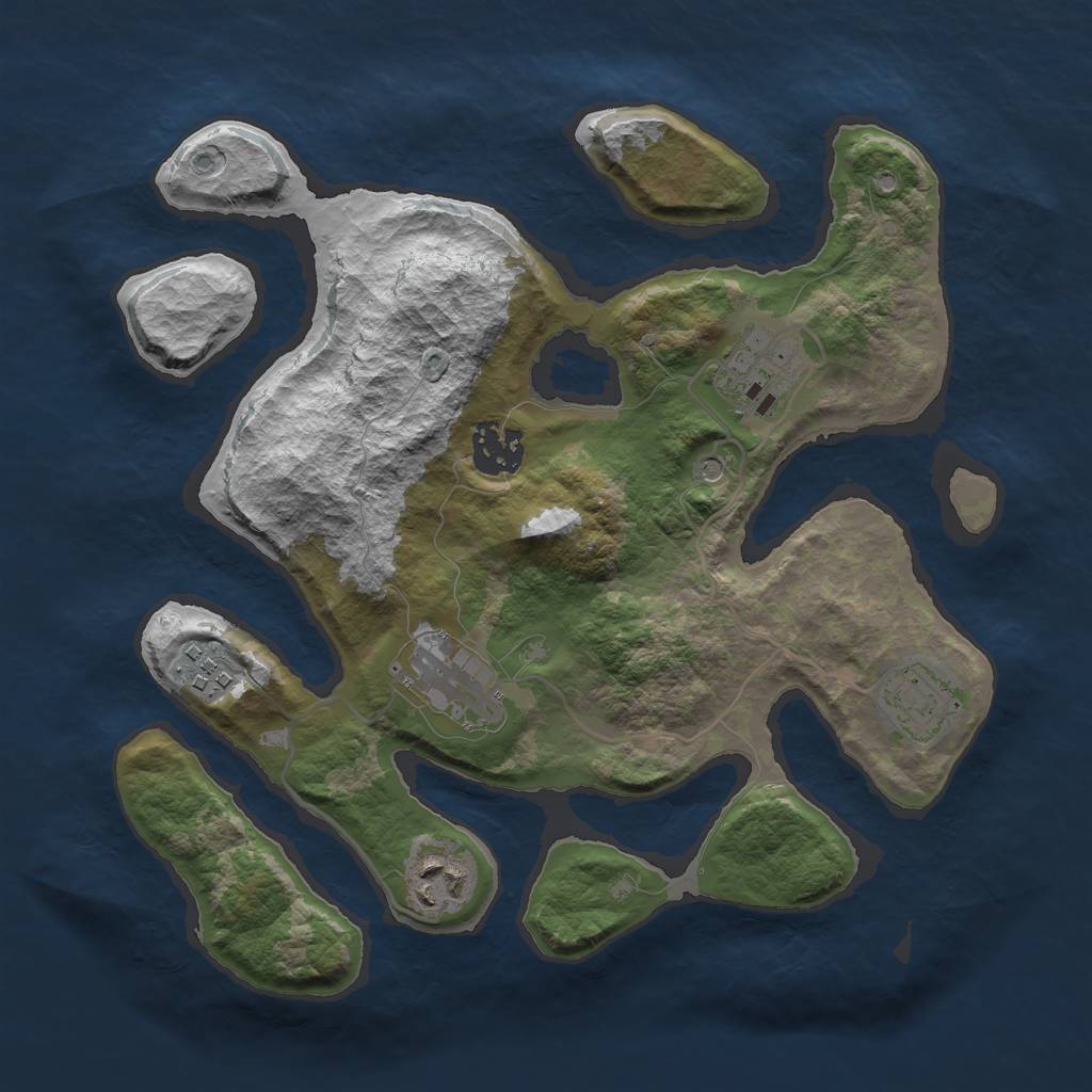 Rust Map: Barren, Size: 3000, Seed: 681202, 9 Monuments
