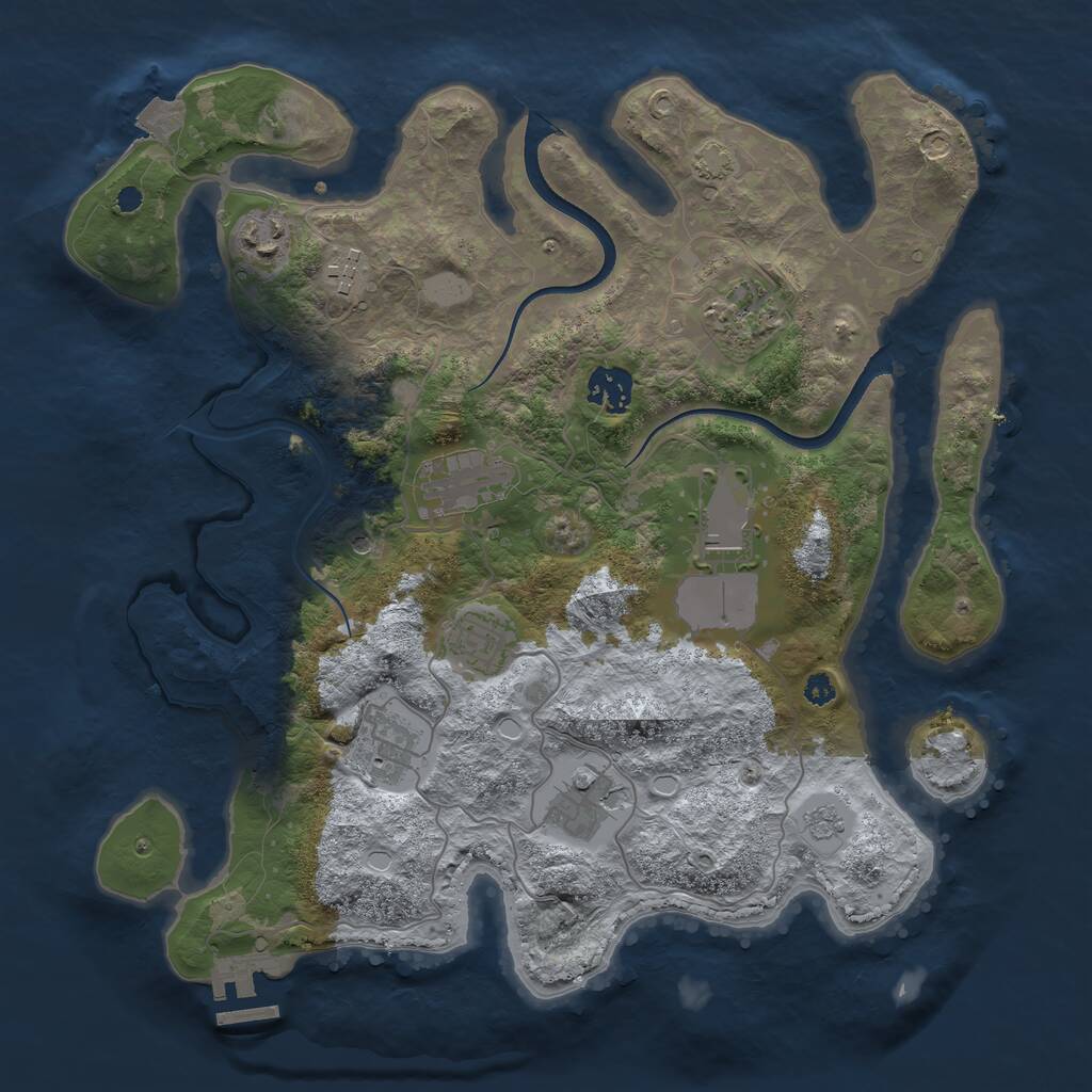 Rust Map: Procedural Map, Size: 3500, Seed: 394261817, 14 Monuments