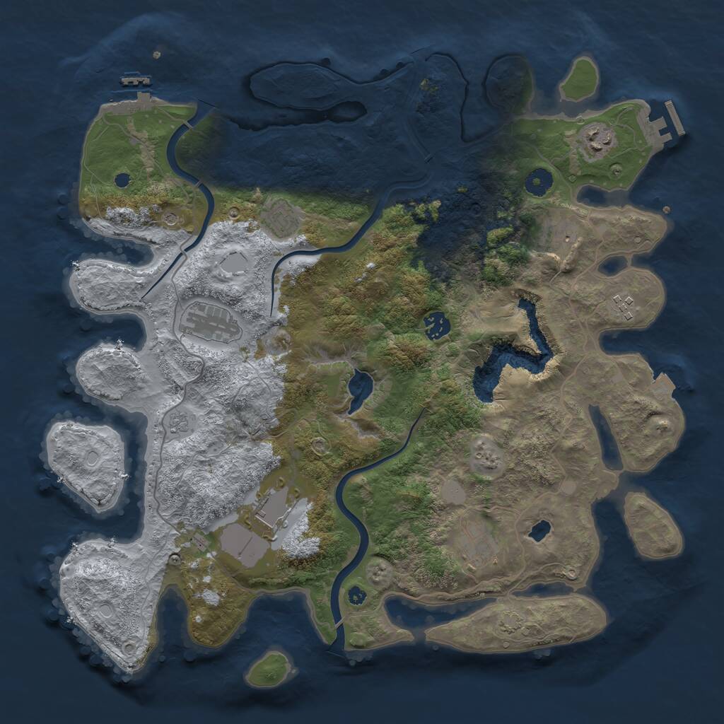 Rust Map: Procedural Map, Size: 4000, Seed: 813713, 14 Monuments