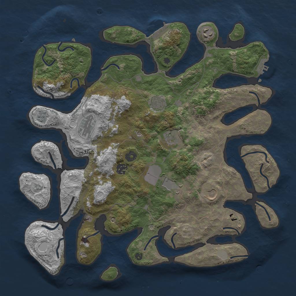 Rust Map: Procedural Map, Size: 4000, Seed: 813713, 16 Monuments