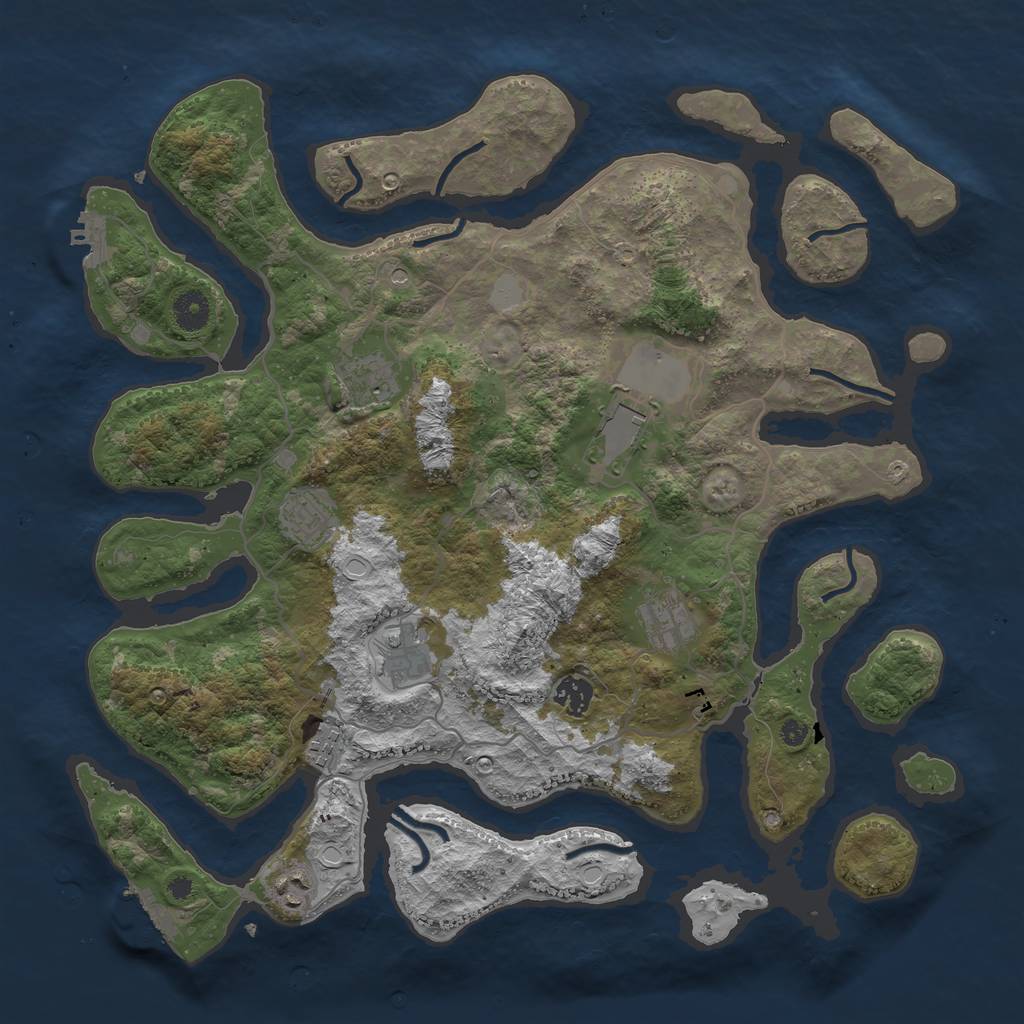 Rust Map: Procedural Map, Size: 4000, Seed: 639312, 16 Monuments